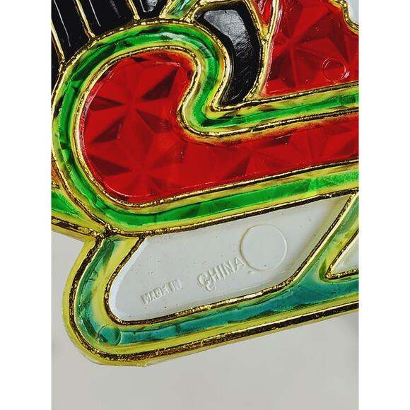 Christmas Sun Catcher Window Plaque 90s Plastic Large Stained Glass Style x7 Vtg - Picture 14 of 16